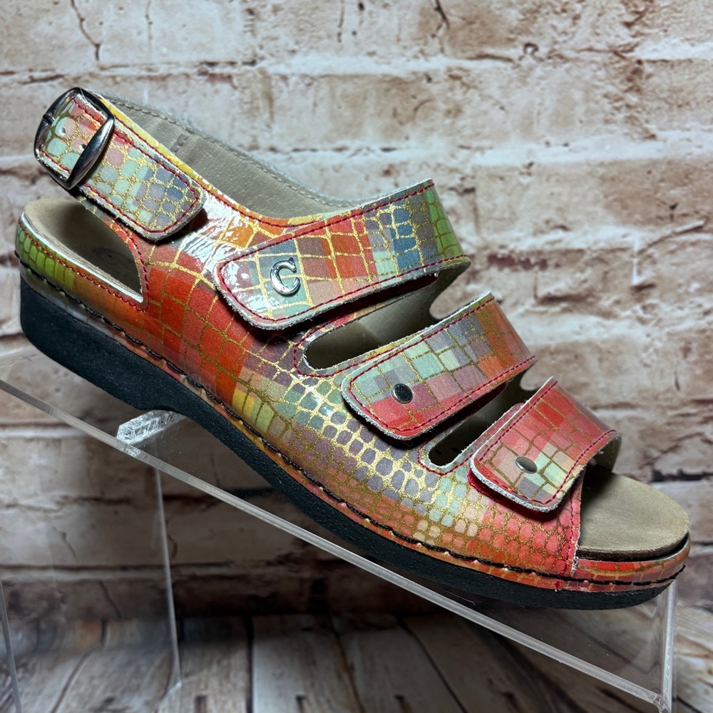 Vintage Comfort Club by Jofen Sandal EUR 37 US 7 Croc Rainbow Adj Straps Spain